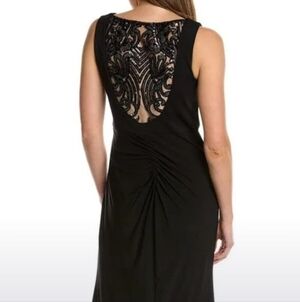 Adrianna Papell Black Backless Dress with Lace Detail